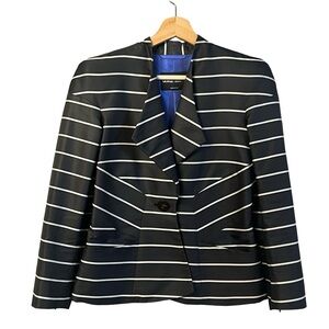 Giorgio Armani Womens Silk Blend Striped Blazer Jacket Sz S Professional Evening